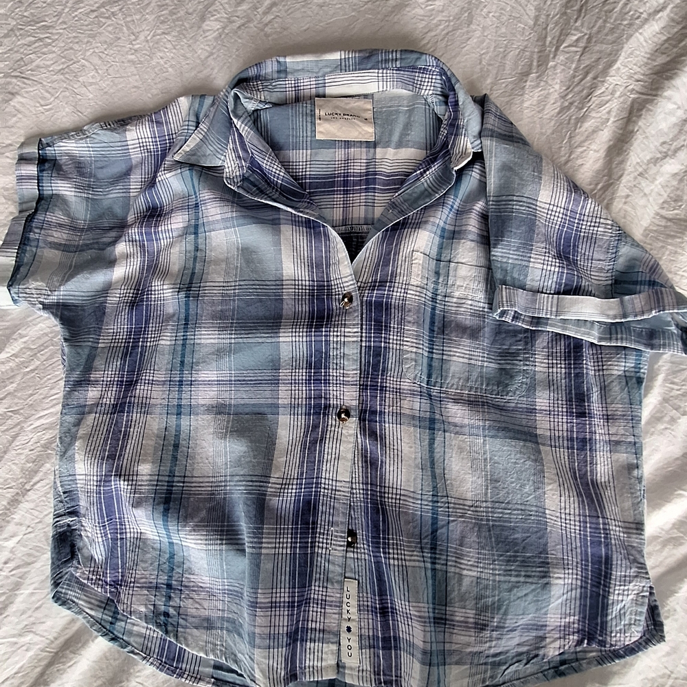 Lucky Brand Blue and White Plaid Shirt